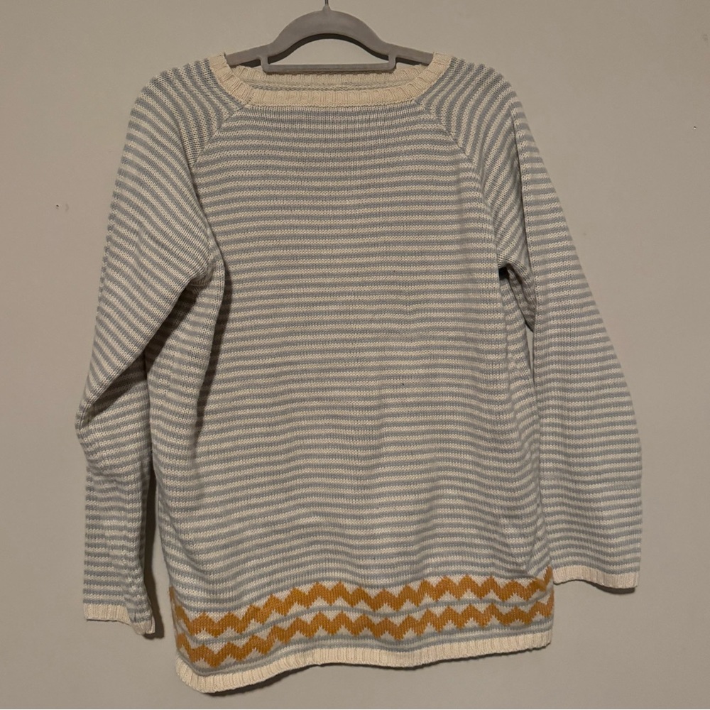 GUC Hand Knit Striped Blue & White Sweater with Gold Details